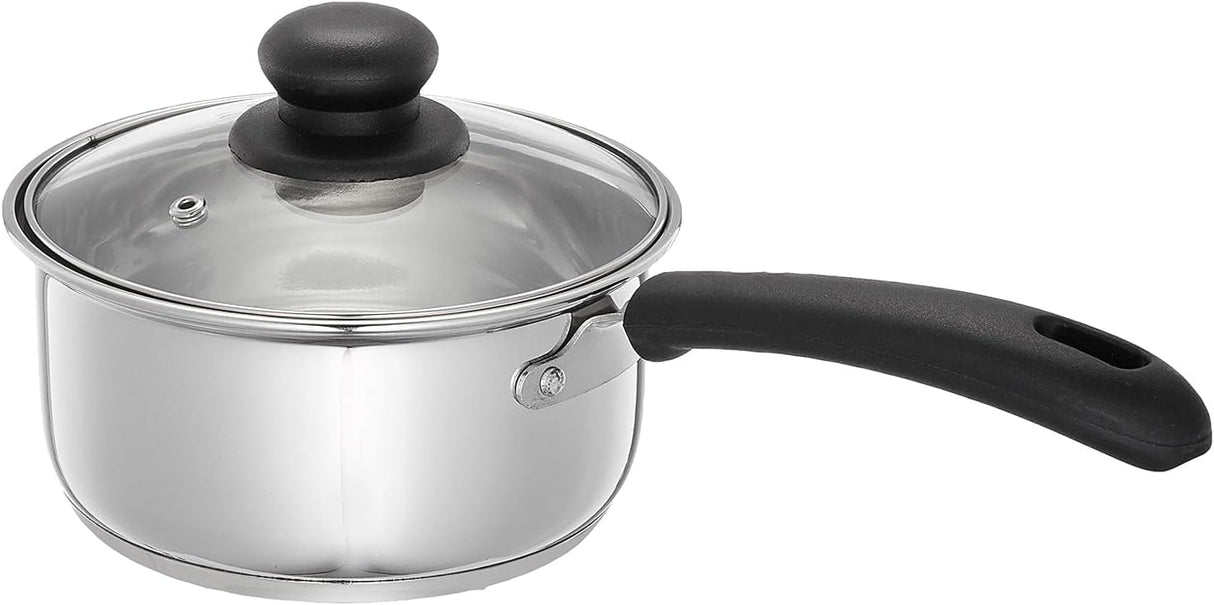 NOBILITY Stainless Steel Saucepan with Glass Lid Induction Base 16 cm 1500 ml