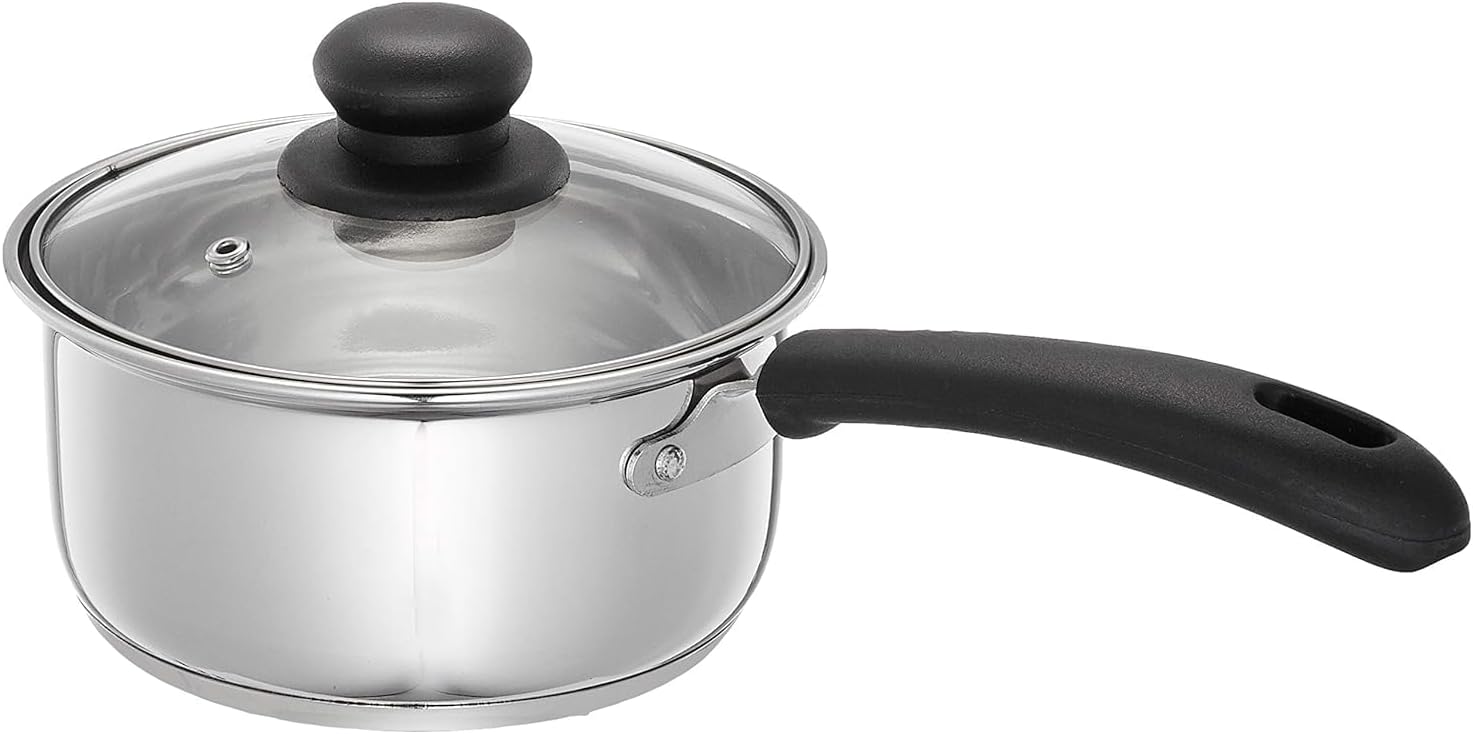 NOBILITY Stainless Steel Saucepan with Glass Lid Induction Base 16 cm 1500 ml
