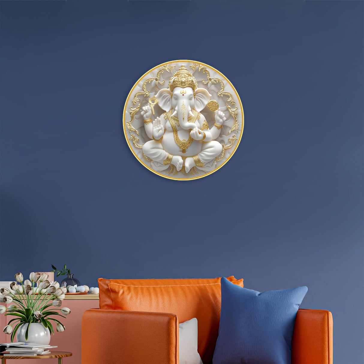 NOBILITY Ganesha Painting modern sparkle lamination Ganesh wall art with premium golden slim frame for Home Living Room Office Wedding Return Diwali Gift Items for Friends Family