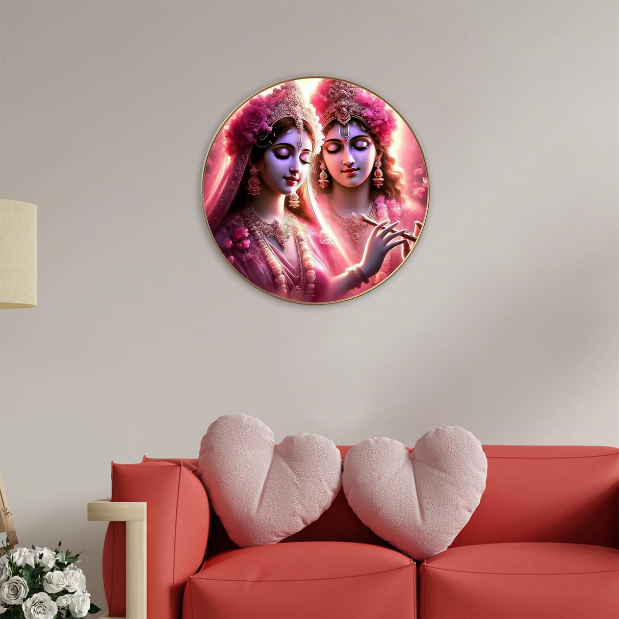 NOBILITY Radha Krishna Painting modern sparkle lamination Kanha wall art with premium golden slim frame for Home Living Room Office Wedding Return Christmas Diwali Gift Items for Friends Family