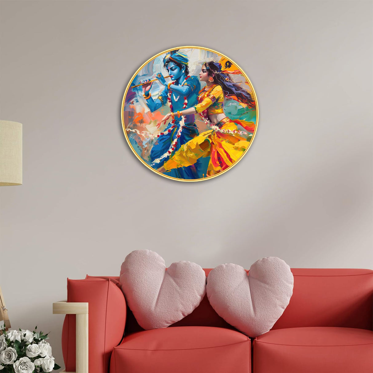 NOBILITY Radha Krishna Wall Art modern sparkle lamination Kanha Painting with premium golden slim frame for Home Living Room Office Wedding Return Christmas Diwali Gift Items for Friends Family