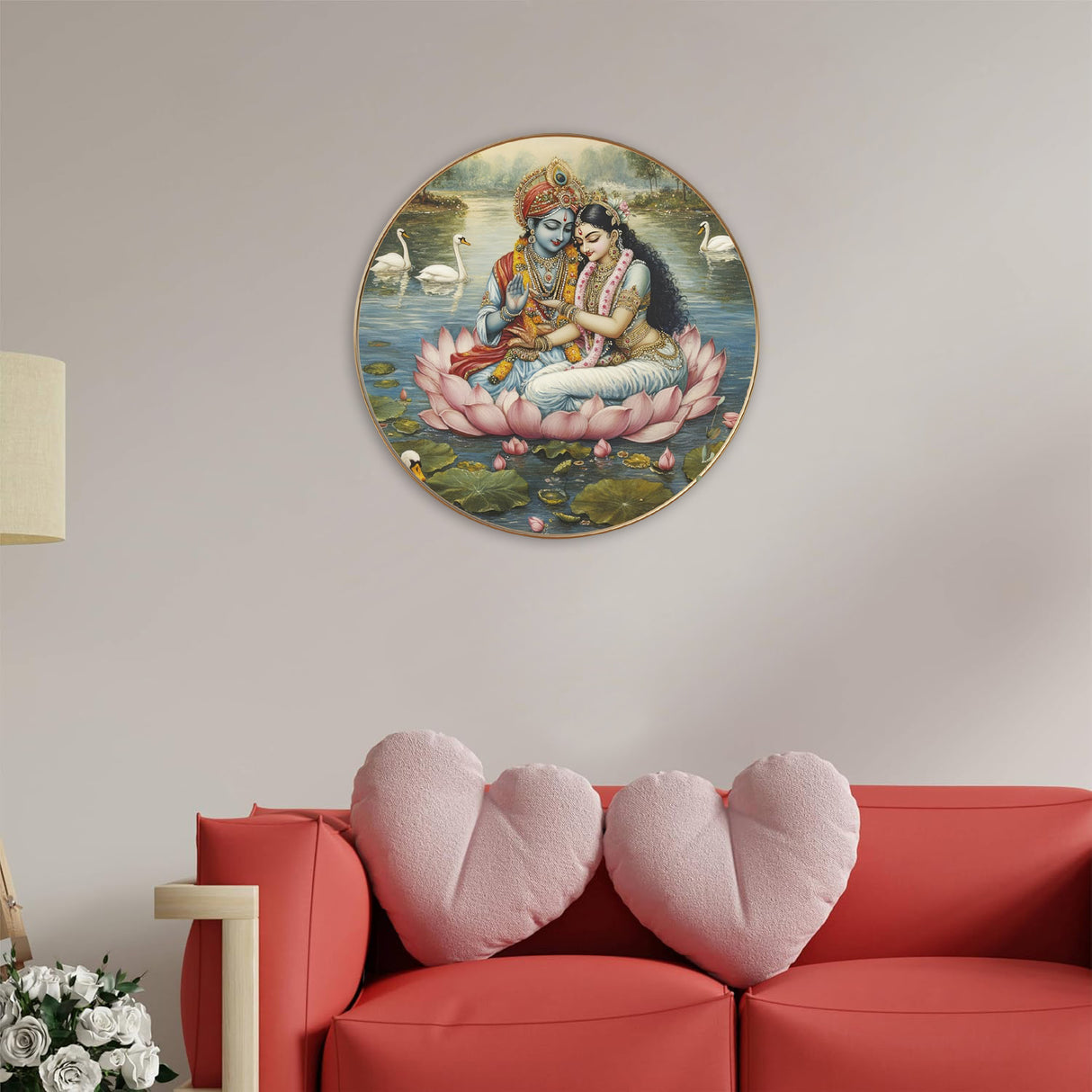 NOBILITY Radha Krishna Painting modern sparkle lamination Kanha wall art with premium golden slim frame for Home Living Room Office Wedding Return Christmas Diwali Gift Items for Friends Family