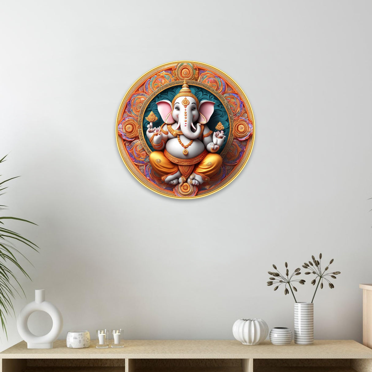 NOBILITY Ganesh Painting modern sparkle lamination Ganesha wall art with premium golden slim frame for Home Living Room Office Wedding Return Christmas Diwali Gift Items for Friends Family