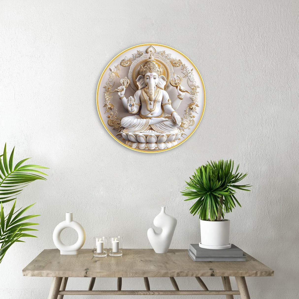 NOBILITY Ganesh Painting modern sparkle lamination Ganesha wall art with premium golden slim frame for Home Living Room Office Wedding Return Christmas Diwali Gift Items for Friends Family