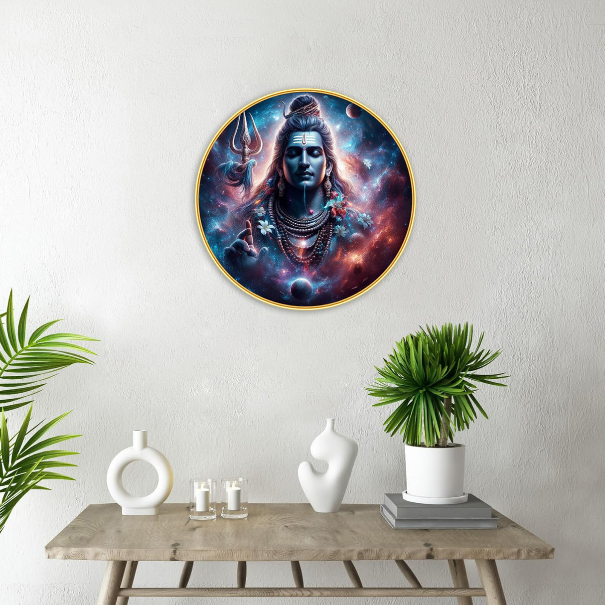 NOBILITY Shiva Painting modern sparkle lamination wall art with premium golden slim frame for Home Living Room Office Wedding Return Christmas Diwali Gift Items for Friends Family