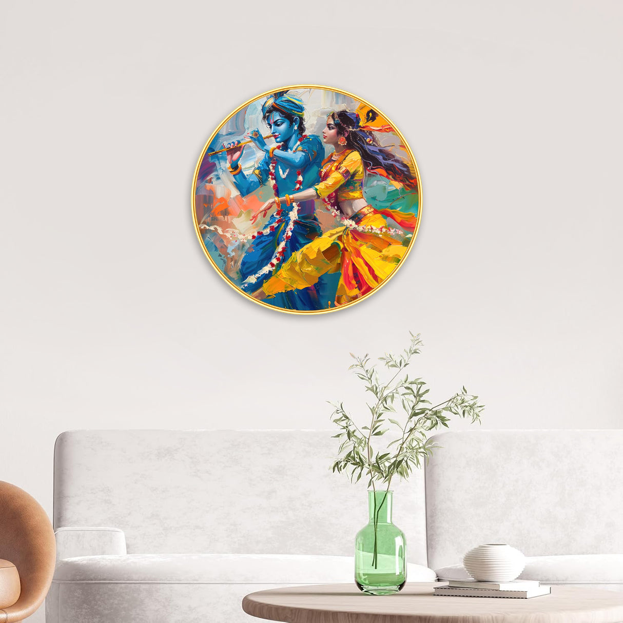 NOBILITY Radha Krishna Wall Art modern sparkle lamination Kanha Painting with premium golden slim frame for Home Living Room Office Wedding Return Christmas Diwali Gift Items for Friends Family