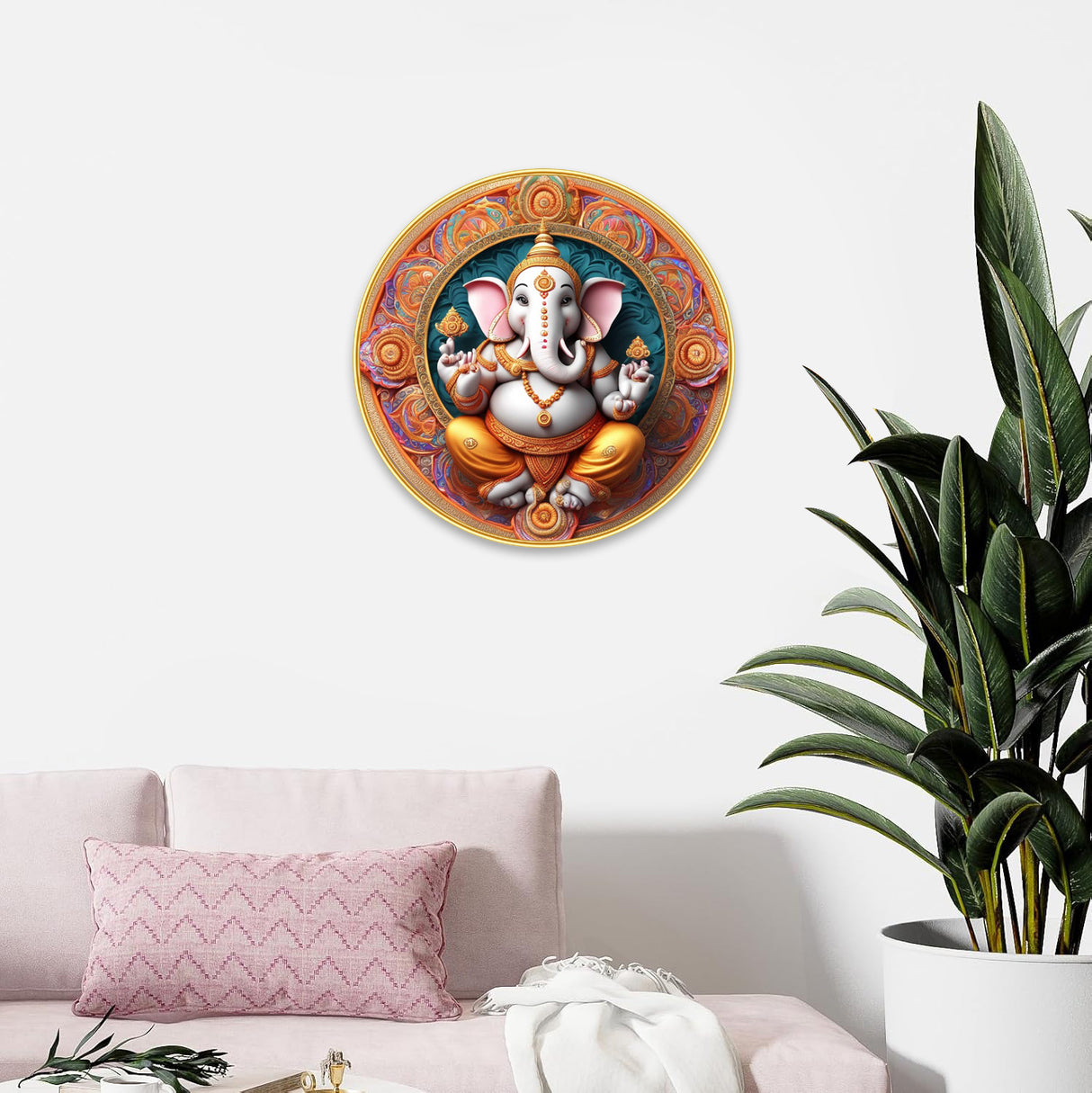 NOBILITY Ganesh Painting modern sparkle lamination Ganesha wall art with premium golden slim frame for Home Living Room Office Wedding Return Christmas Diwali Gift Items for Friends Family