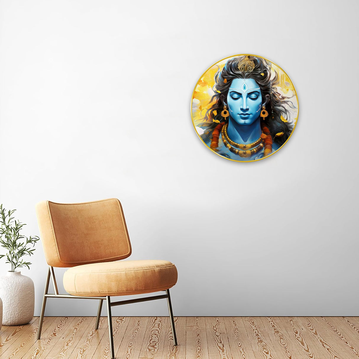 NOBILITY Lord Shiva Painting modern sparkle lamination wall art with premium golden slim frame for Home Living Room Office Wedding Return Christmas Diwali Gift Items for Friends Family