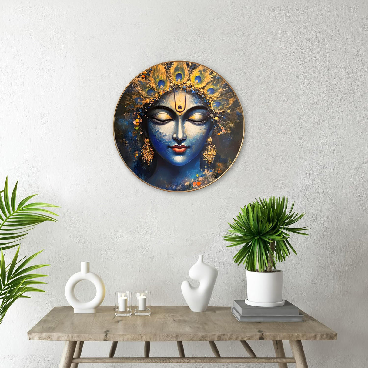NOBILITY Krishna Painting modern sparkle lamination Kanha wall art with premium golden slim frame for Home Living Room Office Wedding Return Christmas Diwali Gift Items for Friends Family