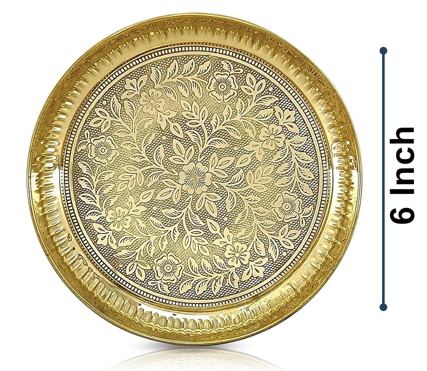 Brass Pooja Thali Set with Gray Gift Box 6 Inch Pital Plate Kalash Spoon Chandan Wati Dhup Dan Kuber Diya Ghanti Puja Arti Thali for Diwali Home Office Mandir Wedding Return Gifts