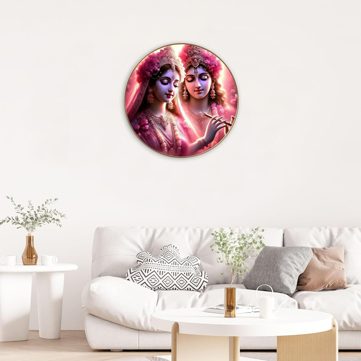 NOBILITY Radha Krishna Painting modern sparkle lamination Kanha wall art with premium golden slim frame for Home Living Room Office Wedding Return Christmas Diwali Gift Items for Friends Family