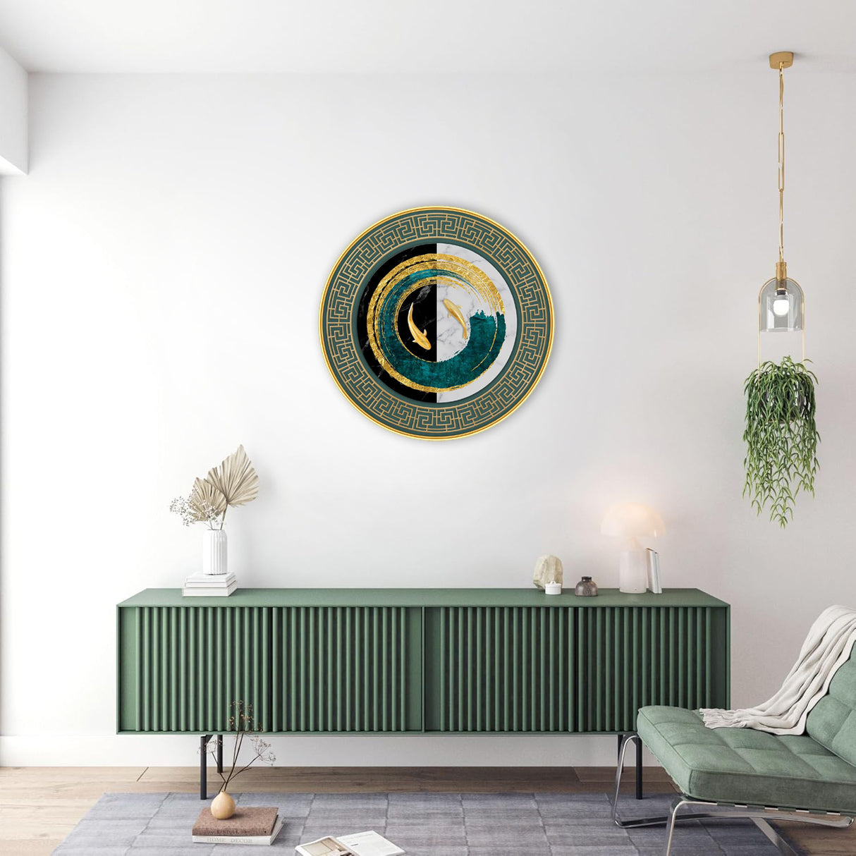 NOBILITY Fish Painting modern sparkle lamination wall art with premium golden slim frame for Home Living Room Office Wedding Return Christmas Diwali Gift Items for Friends Family