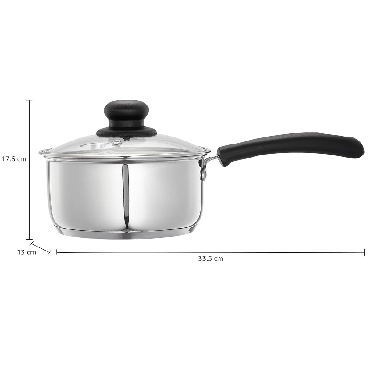 NOBILITY Stainless Steel Saucepan with Glass Lid Induction Base 16 cm 1500 ml
