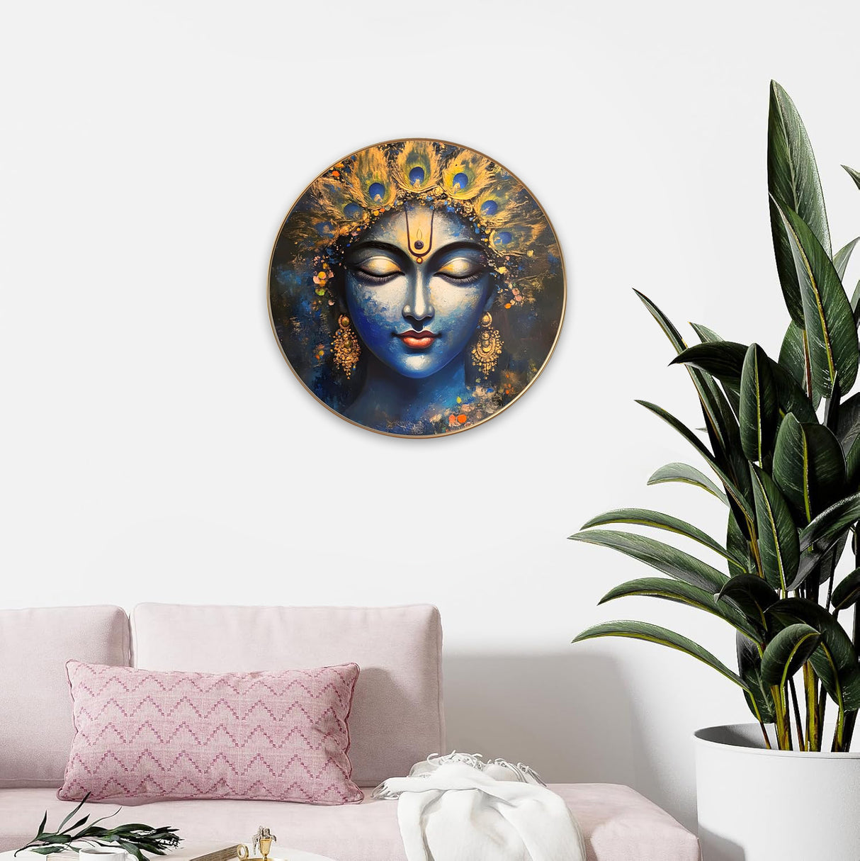 NOBILITY Krishna Painting modern sparkle lamination Kanha wall art with premium golden slim frame for Home Living Room Office Wedding Return Christmas Diwali Gift Items for Friends Family