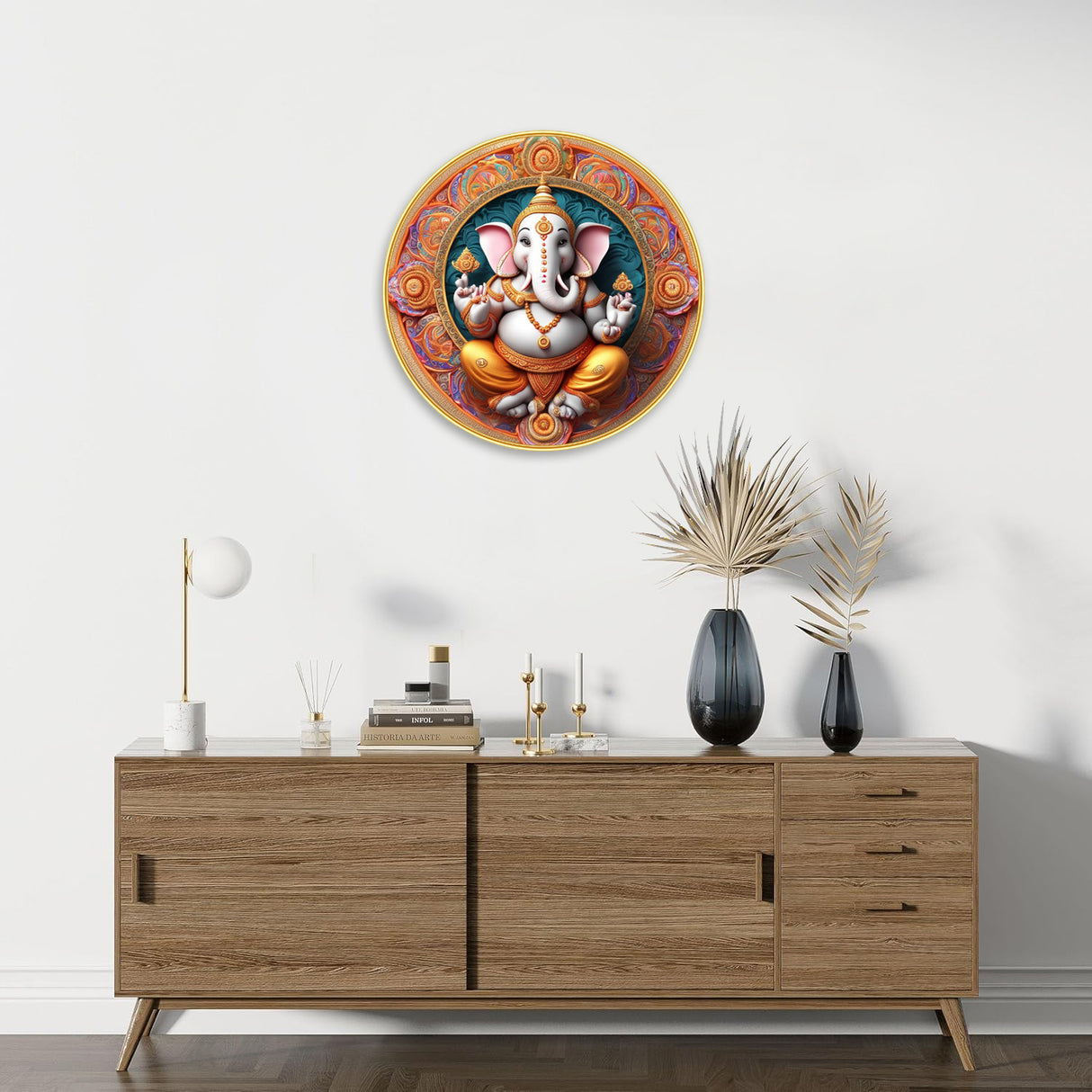 NOBILITY Ganesh Painting modern sparkle lamination Ganesha wall art with premium golden slim frame for Home Living Room Office Wedding Return Christmas Diwali Gift Items for Friends Family