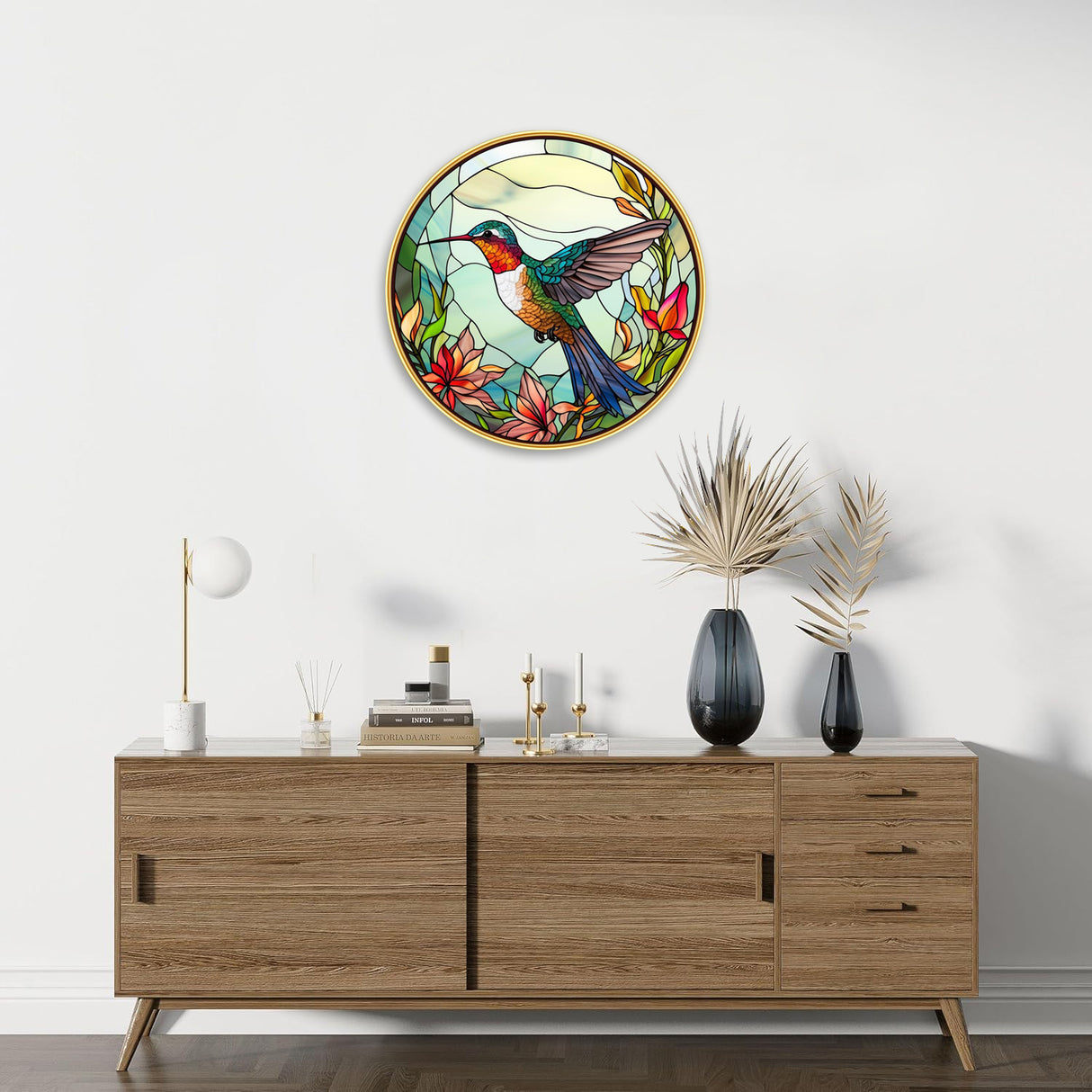 NOBILITY Bird Painting modern sparkle lamination wall art with premium golden slim frame for Home Living Room Office Wedding Return Christmas Diwali Gift Items for Friends Family