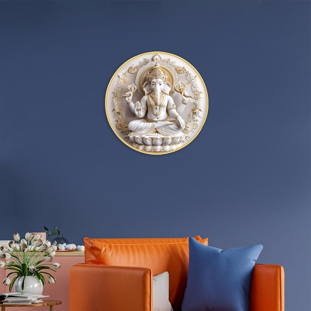 NOBILITY Ganesh Painting modern sparkle lamination Ganesha wall art with premium golden slim frame for Home Living Room Office Wedding Return Christmas Diwali Gift Items for Friends Family