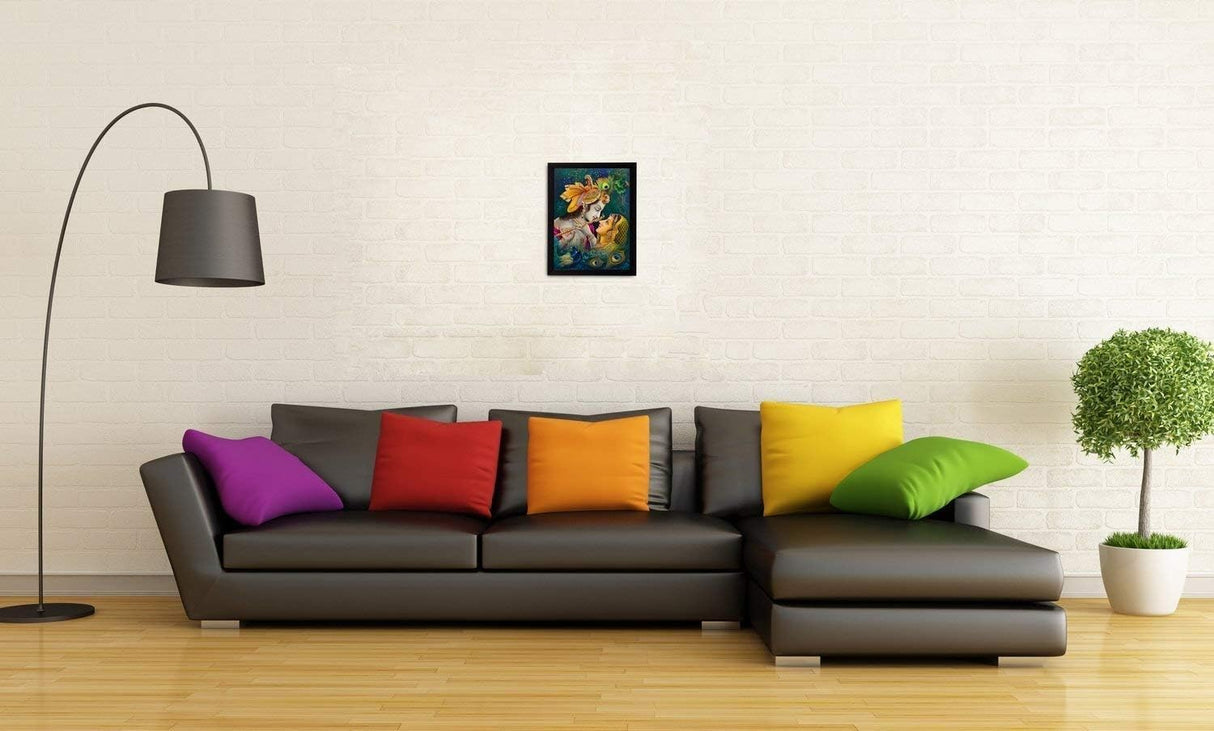 NOBILITY Radha Krishna Framed Painting UV Textured Wall Art Decor Statue Idol for Home Living Room Office Decoration Wedding Return Diwali Gift Items for Family Friends