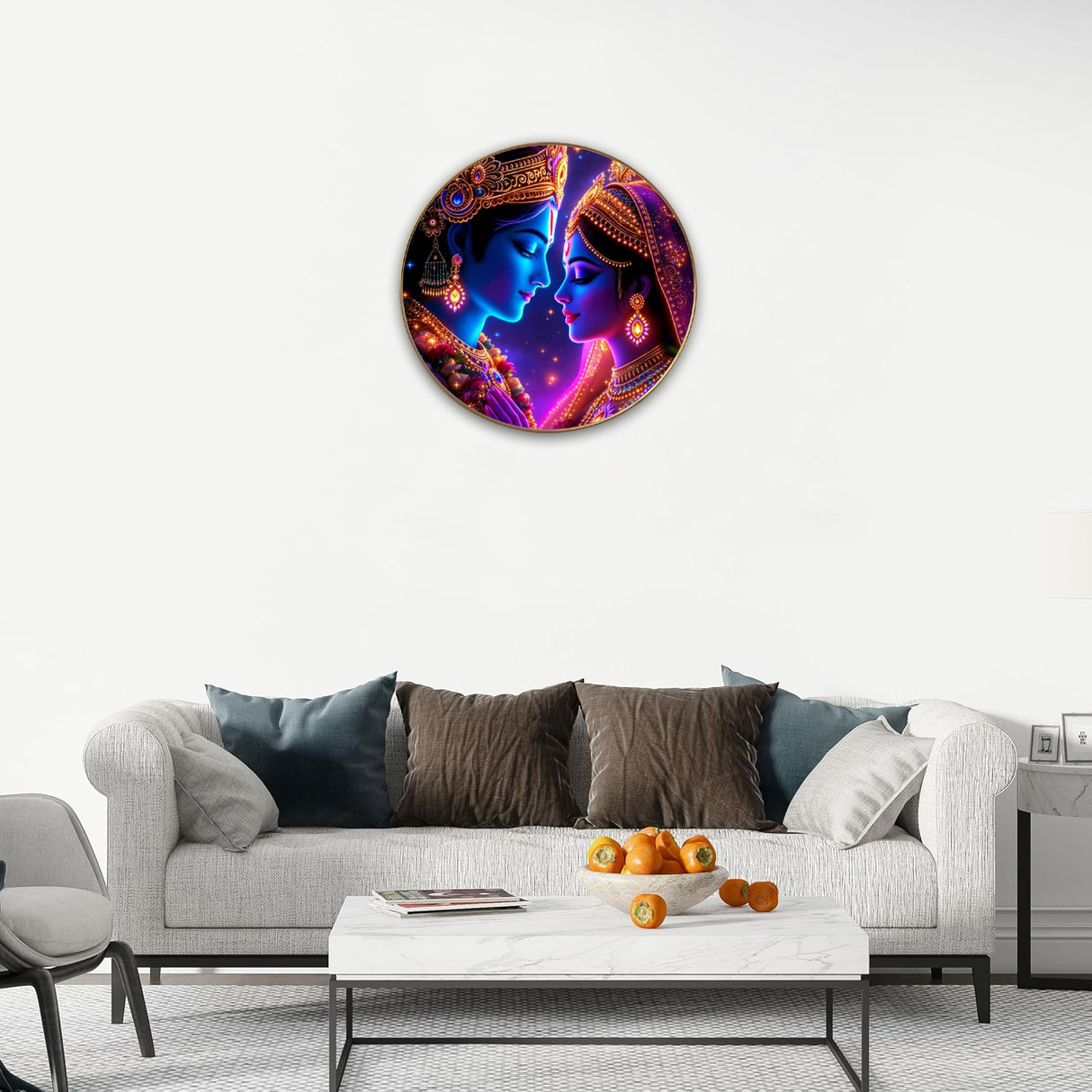 NOBILITY Radha Krishna Wall Art modern sparkle lamination Kanha Painting with premium golden slim frame for Home Living Room Office Wedding Return Christmas Diwali Gift Items for Friends Family