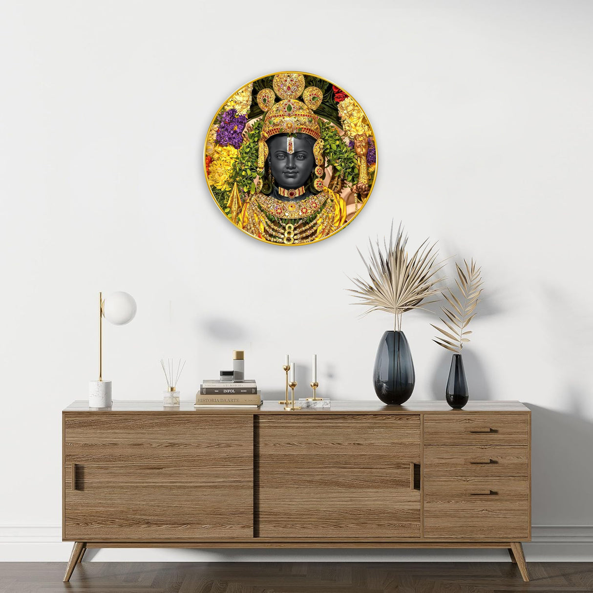 NOBILITY Ram lalla Painting modern sparkle lamination wall art with premium golden slim frame for Home Living Room Office Wedding Return Christmas Diwali Gift Items for Friends Family