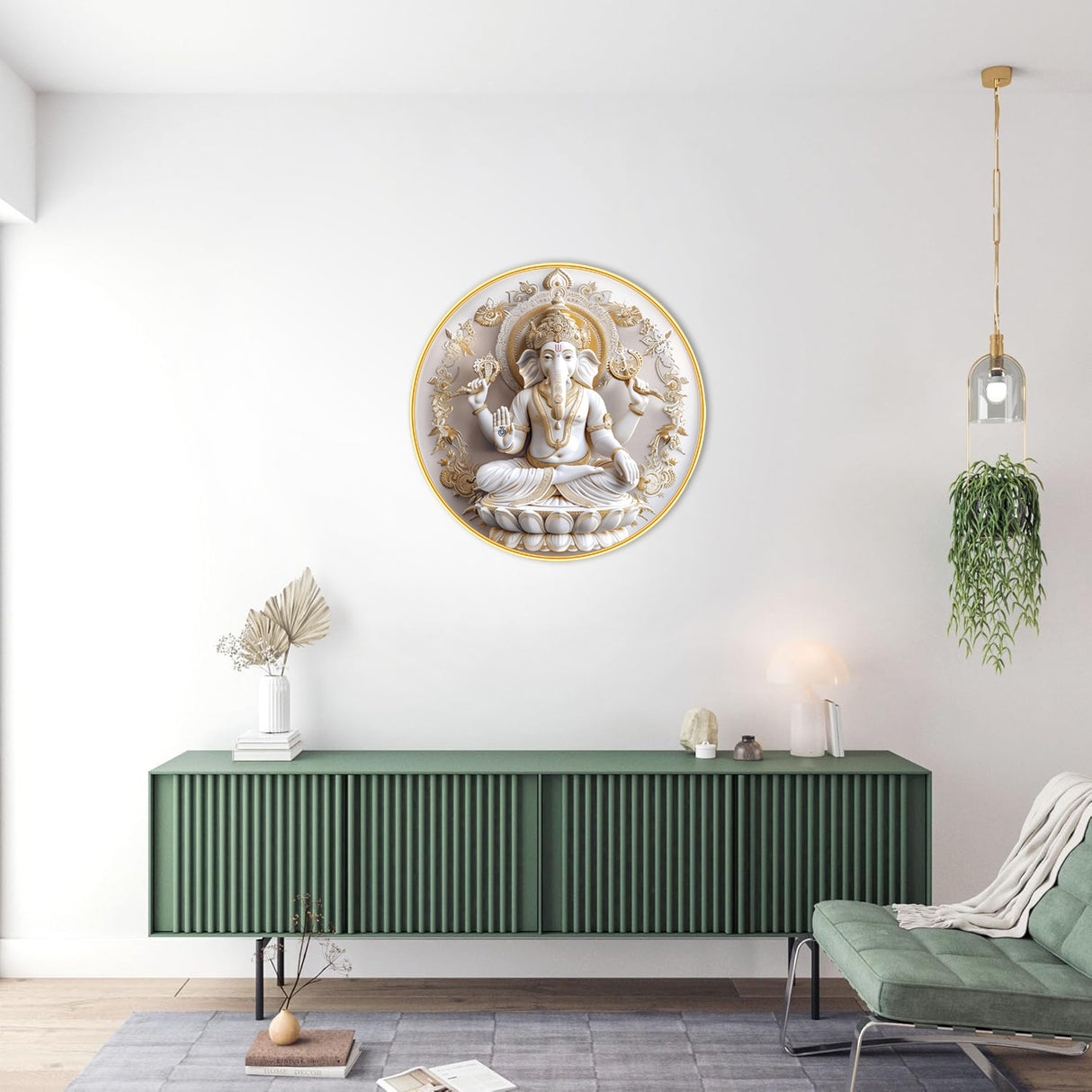 NOBILITY Ganesh Painting modern sparkle lamination Ganesha wall art with premium golden slim frame for Home Living Room Office Wedding Return Christmas Diwali Gift Items for Friends Family