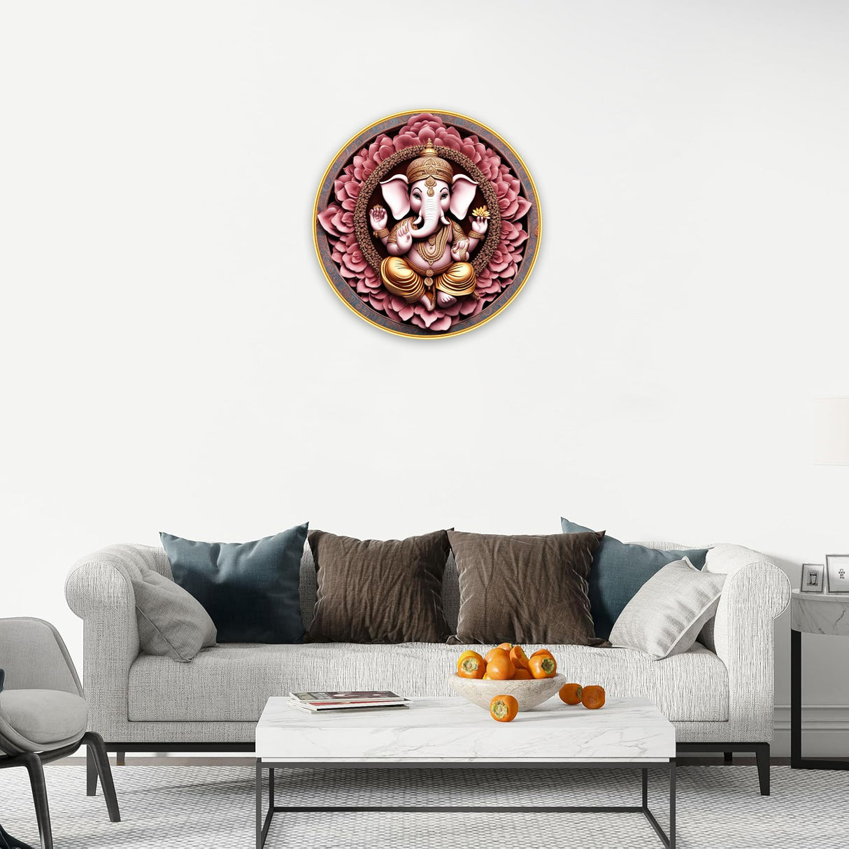 NOBILITY Ganesha Painting modern sparkle lamination wall art with premium golden slim frame for Home Living Room