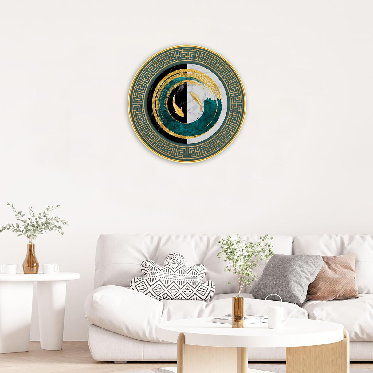 NOBILITY Fish Painting modern sparkle lamination wall art with premium golden slim frame for Home Living Room Office Wedding Return Christmas Diwali Gift Items for Friends Family