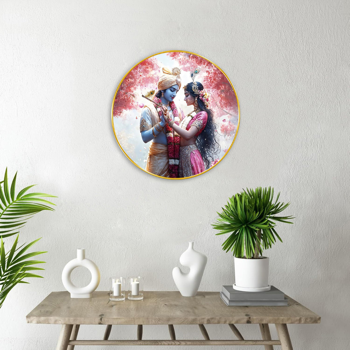 NOBILITY Radha Krishna Painting modern sparkle lamination Kanha wall art with premium golden slim frame for Home Living Room Office Wedding Return Christmas Diwali Gift Items for Friends Family