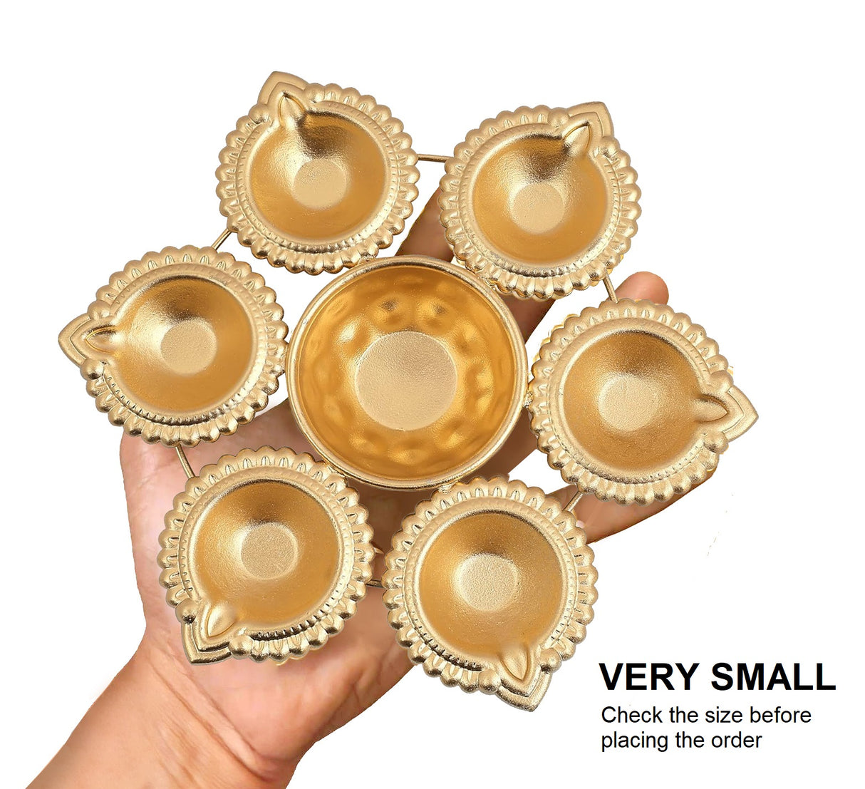 NOBILITY Diya with Decorative Urli Bowl Very Small with Oil Lamp Metal Handcrafted Floating Flower Bowl T-Light Candle Holder for Daily Puja Home Diwali Pooja Christmas Wedding Return Gift Items