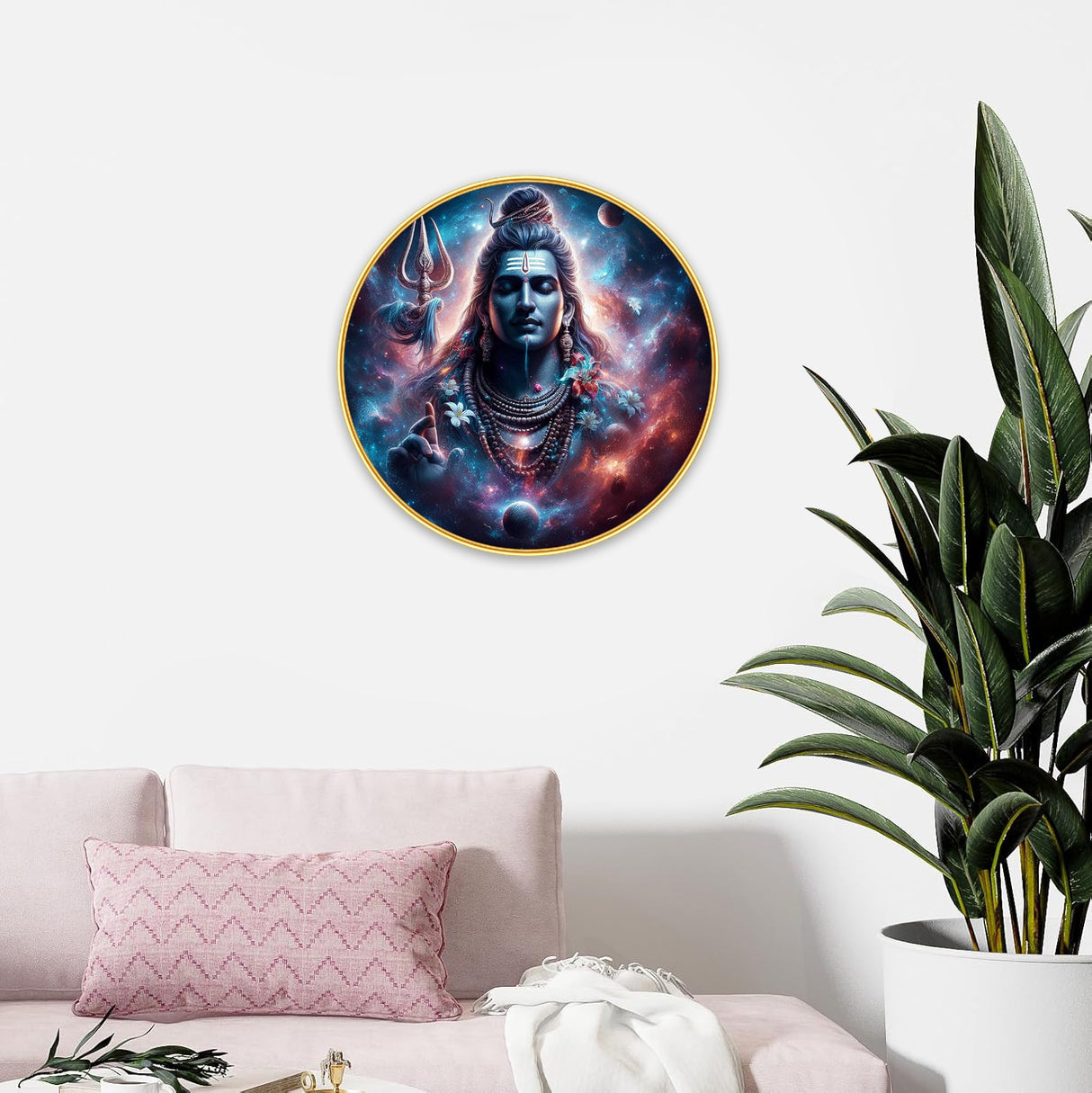 NOBILITY Shiva Painting modern sparkle lamination wall art with premium golden slim frame for Home Living Room Office Wedding Return Christmas Diwali Gift Items for Friends Family