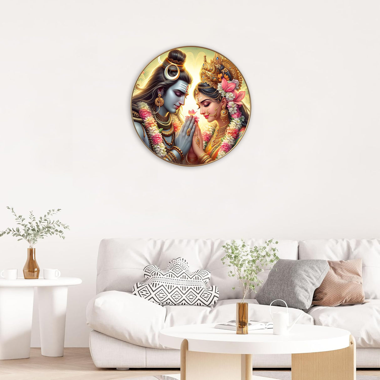 NOBILITY Shiv Parvati Painting modern sparkle lamination Sahiva Druga wall art with premium golden slim frame for Home Living Room Office Wedding Return Christmas Diwali Gift Items for Friends Family