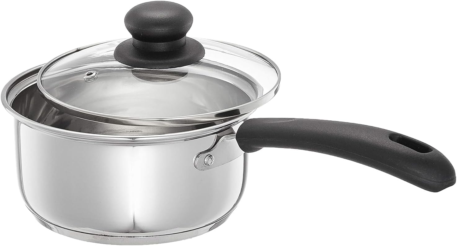 NOBILITY Stainless Steel Saucepan with Glass Lid Induction Base 16 cm 1500 ml