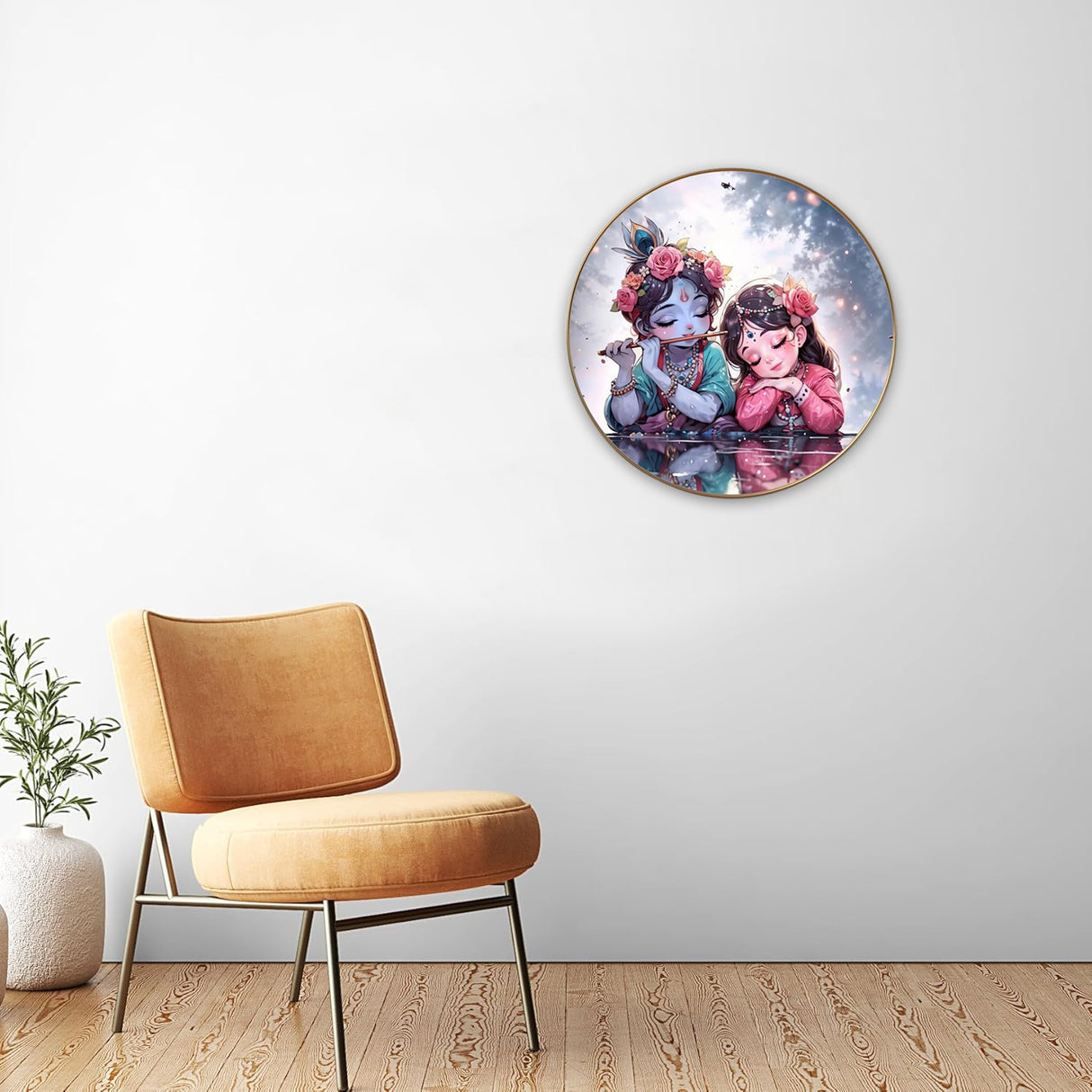 NOBILITY Radha Krishna Painting modern sparkle lamination Kanha wall art with premium golden slim frame for Home Living Room Office Wedding Return Christmas Diwali Gift Items for Friends Family