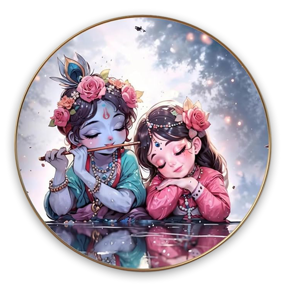 NOBILITY Radha Krishna Painting modern sparkle lamination Kanha wall art with premium golden slim frame for Home Living Room Office Wedding Return Christmas Diwali Gift Items for Friends Family