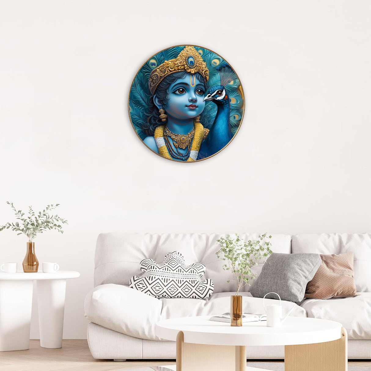 NOBILITY Krishna Painting modern sparkle lamination Kanha wall art with premium golden slim frame for Home Living Room Office Wedding Return Christmas Diwali Gift Items for Friends Family