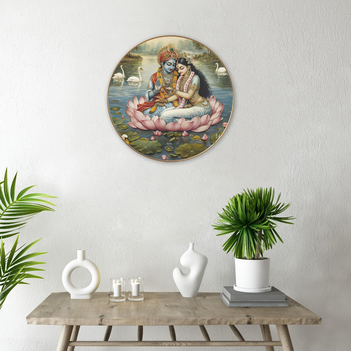 NOBILITY Radha Krishna Painting modern sparkle lamination Kanha wall art with premium golden slim frame for Home Living Room Office Wedding Return Christmas Diwali Gift Items for Friends Family