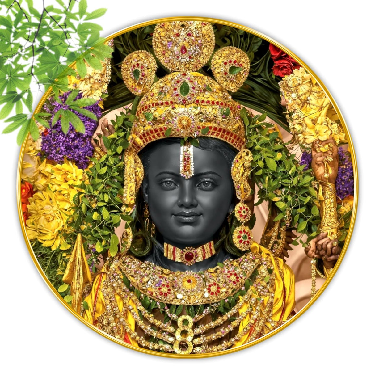 NOBILITY Ram lalla Painting modern sparkle lamination wall art with premium golden slim frame for Home Living Room Office Wedding Return Christmas Diwali Gift Items for Friends Family