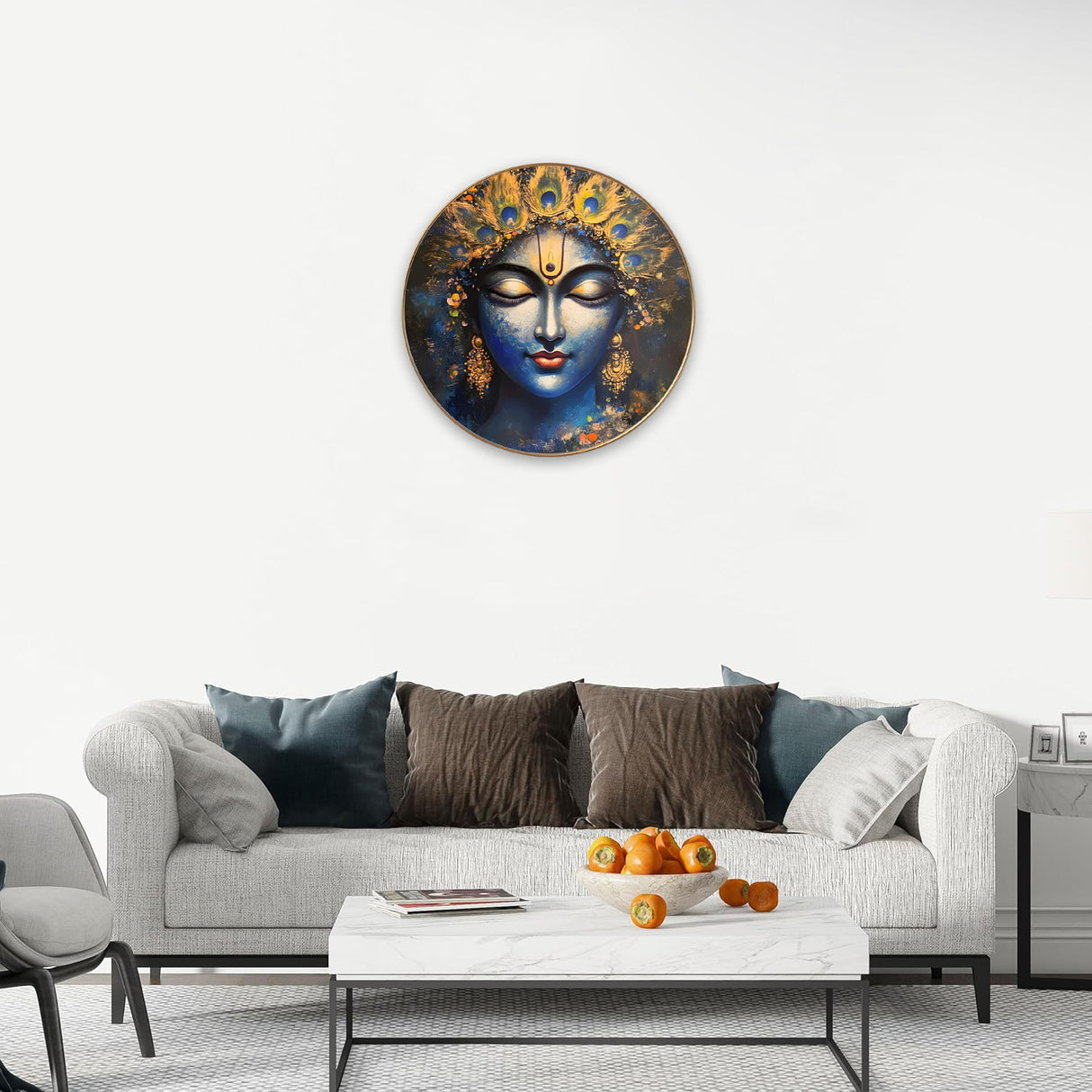 NOBILITY Krishna Painting modern sparkle lamination Kanha wall art with premium golden slim frame for Home Living Room Office Wedding Return Christmas Diwali Gift Items for Friends Family