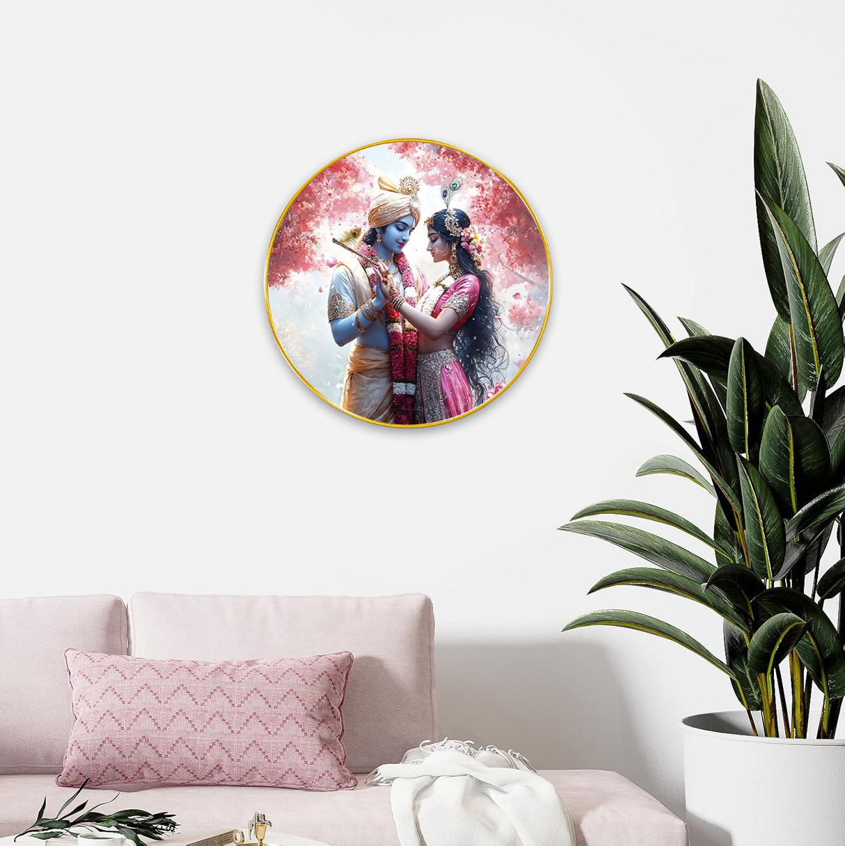 NOBILITY Radha Krishna Painting modern sparkle lamination Kanha wall art with premium golden slim frame for Home Living Room Office Wedding Return Christmas Diwali Gift Items for Friends Family