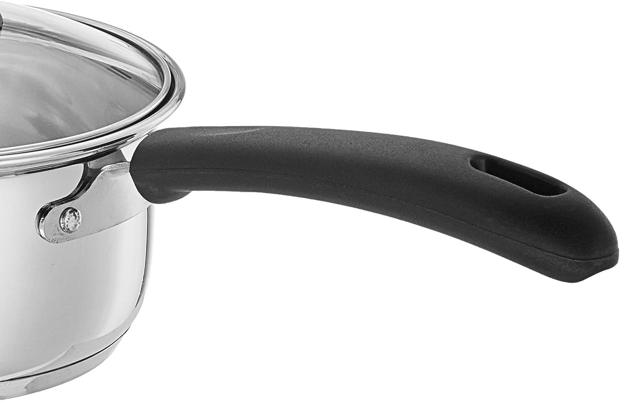 NOBILITY Stainless Steel Saucepan with Glass Lid Induction Base 16 cm 1500 ml