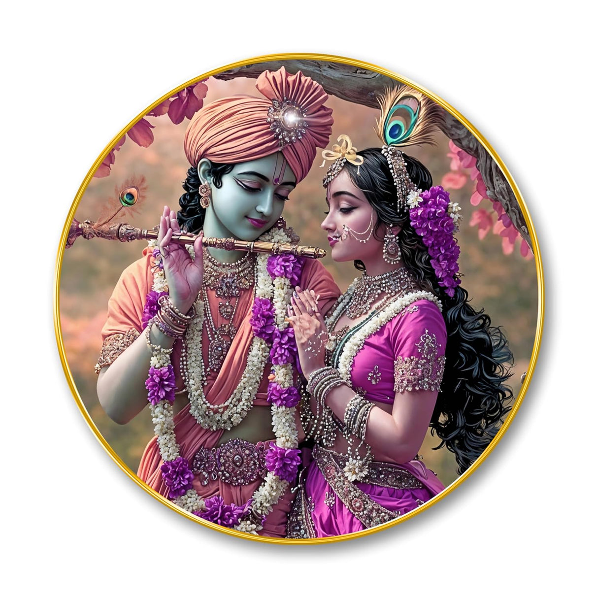 NOBILITY Radha Krishna Painting modern sparkle lamination Kanha wall art with premium golden slim frame for Home Living Room Office Wedding Return Christmas Diwali Gift Items for Friends Family