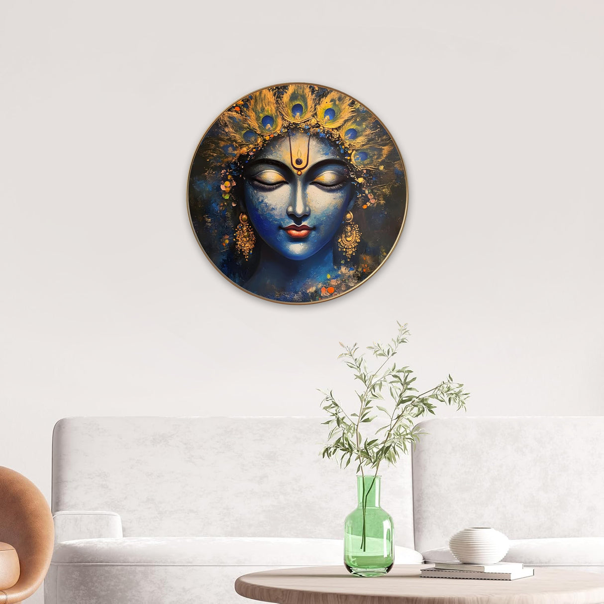 NOBILITY Krishna Painting modern sparkle lamination Kanha wall art with premium golden slim frame for Home Living Room Office Wedding Return Christmas Diwali Gift Items for Friends Family