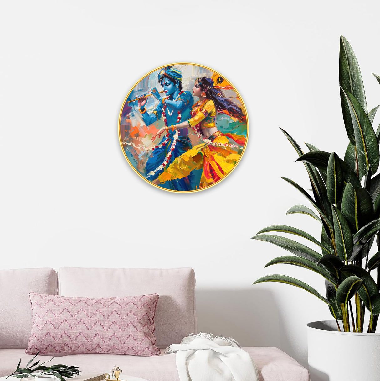 NOBILITY Radha Krishna Wall Art modern sparkle lamination Kanha Painting with premium golden slim frame for Home Living Room Office Wedding Return Christmas Diwali Gift Items for Friends Family