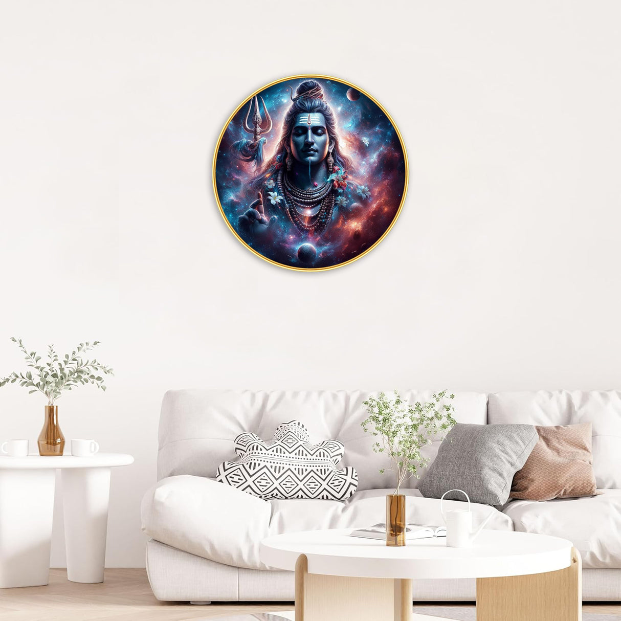 NOBILITY Shiva Painting modern sparkle lamination wall art with premium golden slim frame for Home Living Room Office Wedding Return Christmas Diwali Gift Items for Friends Family