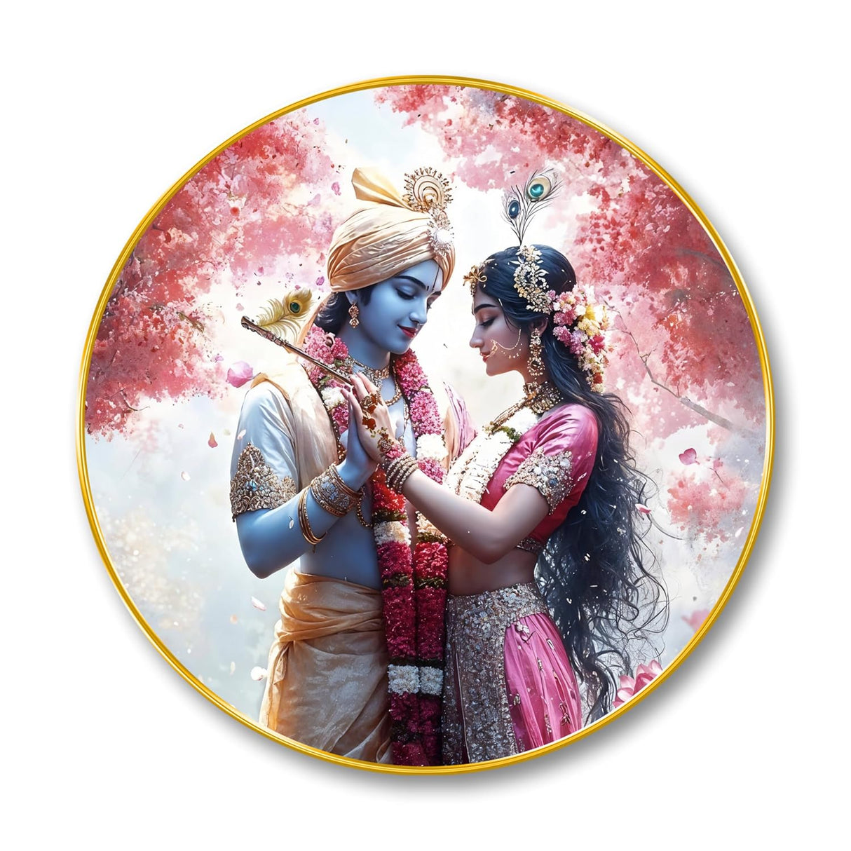 NOBILITY Radha Krishna Painting modern sparkle lamination Kanha wall art with premium golden slim frame for Home Living Room Office Wedding Return Christmas Diwali Gift Items for Friends Family