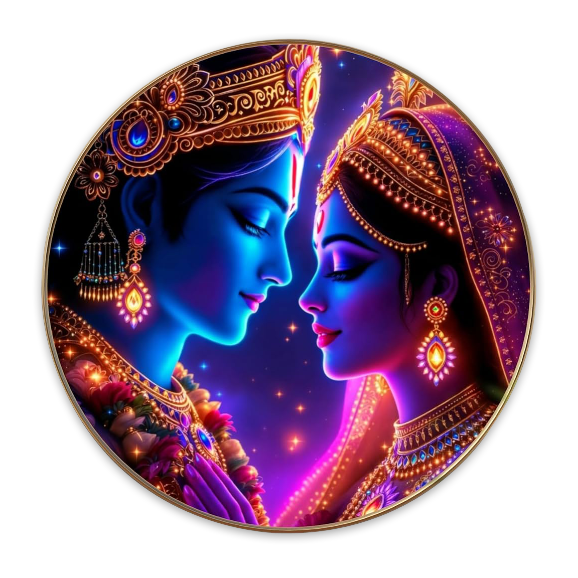 NOBILITY Radha Krishna Wall Art modern sparkle lamination Kanha Painting with premium golden slim frame for Home Living Room Office Wedding Return Christmas Diwali Gift Items for Friends Family