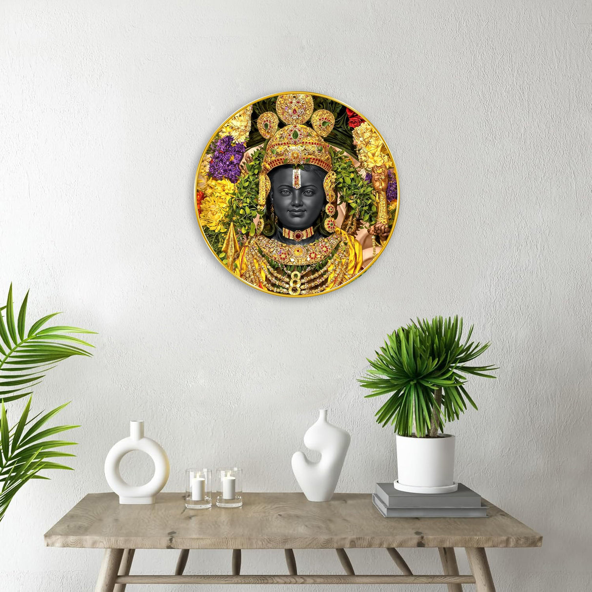 NOBILITY Ram lalla Painting modern sparkle lamination wall art with premium golden slim frame for Home Living Room Office Wedding Return Christmas Diwali Gift Items for Friends Family