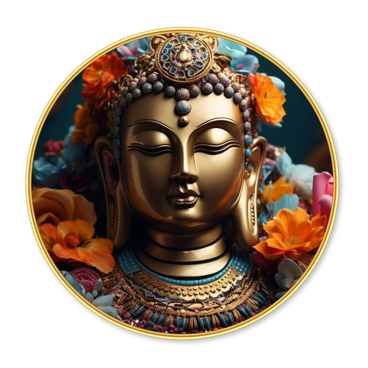 NOBILITY Buddha Painting modern sparkle lamination wall art with premium golden slim frame for Home Living Room Office Wedding Return Christmas Diwali Gift Items for Friends Family