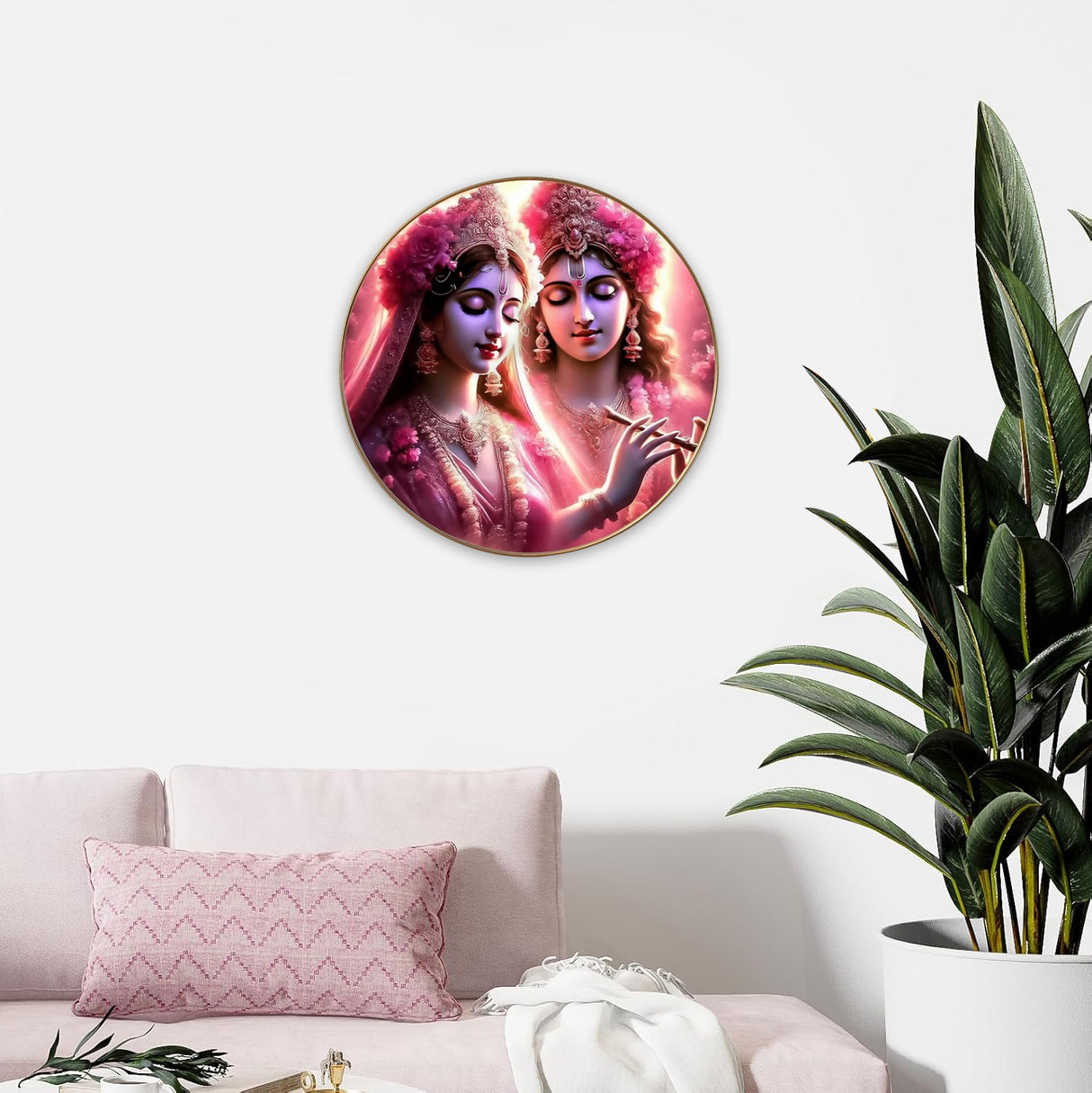 NOBILITY Radha Krishna Painting modern sparkle lamination Kanha wall art with premium golden slim frame for Home Living Room Office Wedding Return Christmas Diwali Gift Items for Friends Family