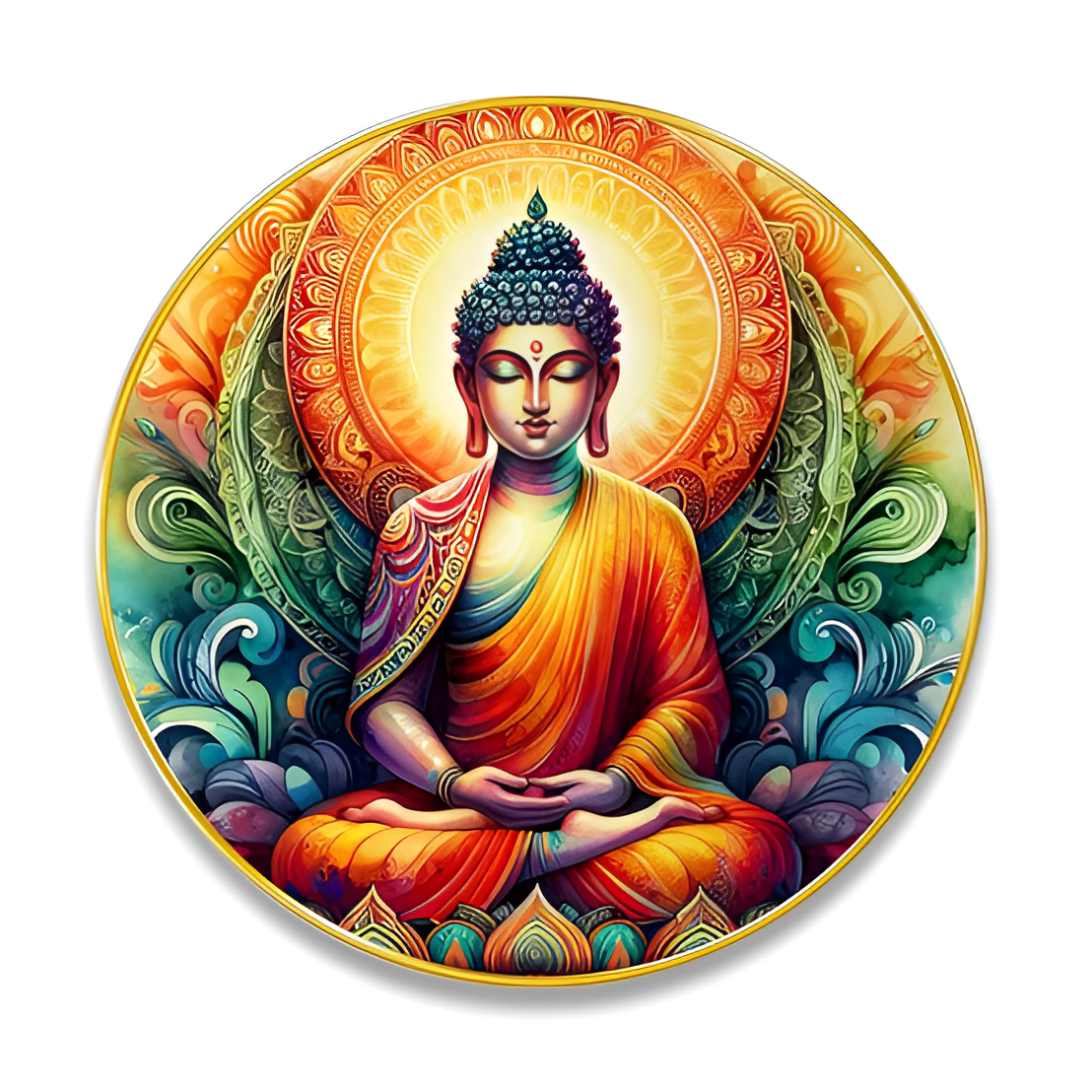 NOBILITY Buddha Painting modern sparkle lamination wall art with premium golden slim frame for Home Living Room Office Wedding Return Christmas Diwali Gift Items for Friends Family